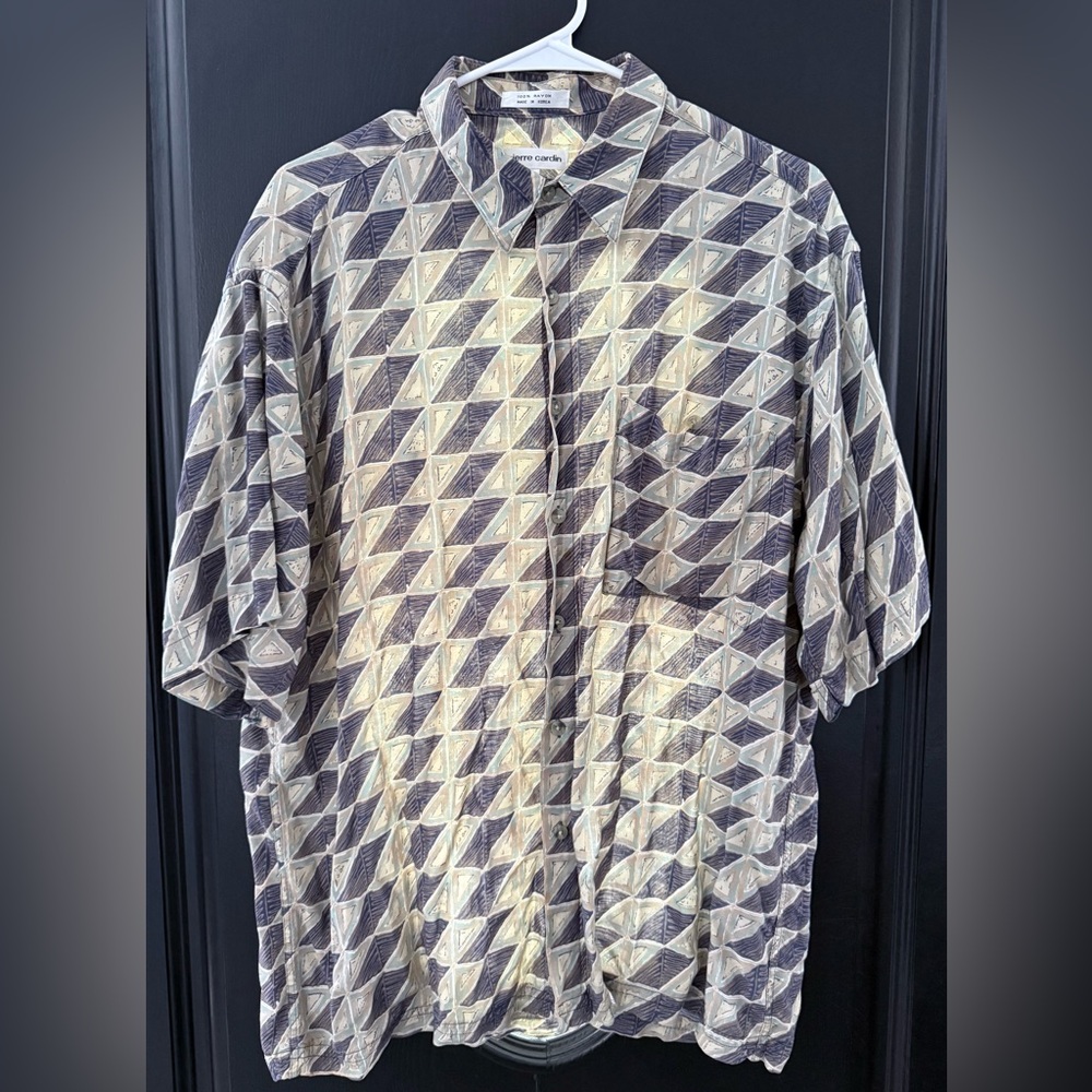 PIERRE CARDIN Men's VINTAGE Short Sleeve Shirt - Size Large